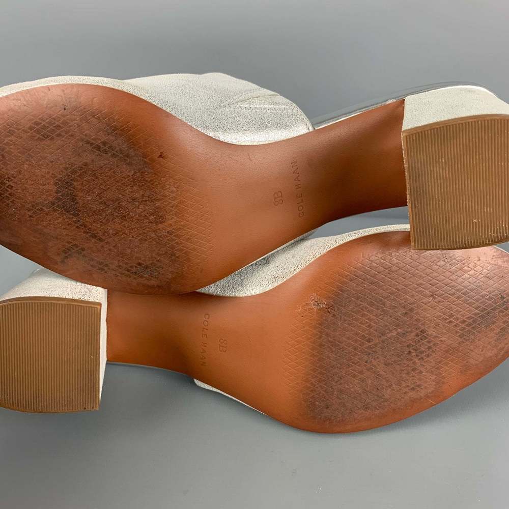 COLE HAAN Silver Leather Peep Toe Sandals - Picture 7 of 7